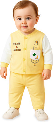 KIdbea Baby Boys & Baby Girls Casual T-shirt Pyjama(Yellow)