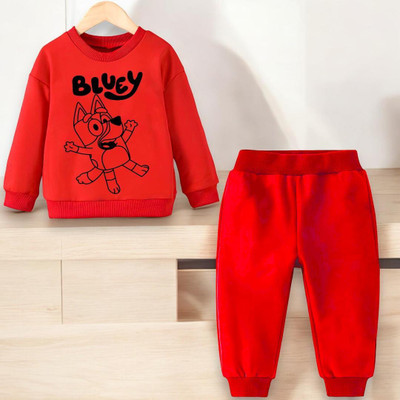 psv fashion Baby Boys & Baby Girls Casual Sweatshirt Pant(Red)