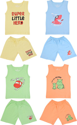 Funtus Baby Boys & Baby Girls Casual Vest Shorts(Yellow, Blue, Green, Orange)