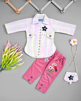 SMILANKOLKATA Girls Casual Top Pant(PINK)