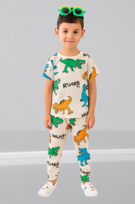 JIG AND JOG Boys & Girls Party(Festive) T-shirt Pant(ICE-DINOSUR)