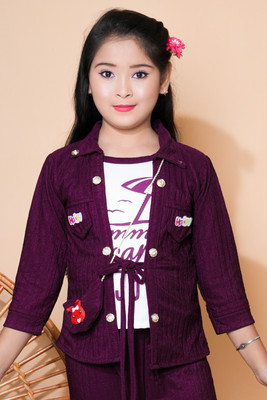 sagnikclothing Girls Party(Festive) Top Pant(purple)