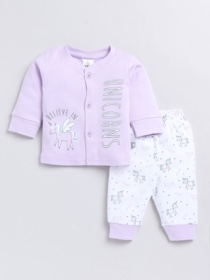 YK X Tinyo Baby Boys Casual T-shirt Trouser(Lavender)