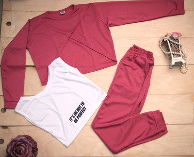 HouseOfCommon Girls Casual Track Pants Track Pants(Pink)