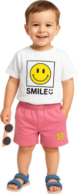 MiniMighty Baby Boys Casual T-shirt Shorts(white)