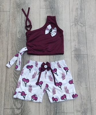 JAIMASTRAM FASHION Baby Girls Casual Top Shorts(PURPUL)