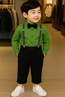 Bleckz Someck Boys Party(Festive) Shirt Pant(Green)