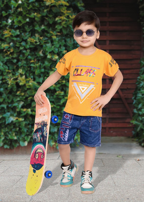NIVARACREATION Boys Party(Festive) T-shirt Jeans(Yellow)
