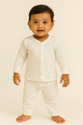 TJAII Baby Boys & Baby Girls Casual T-shirt Pyjama(White)