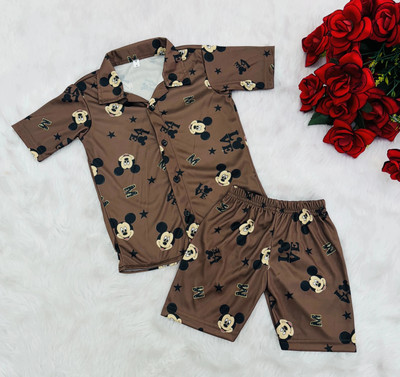 JMK Baby Boys & Baby Girls Casual Shirt Shorts(Brown)