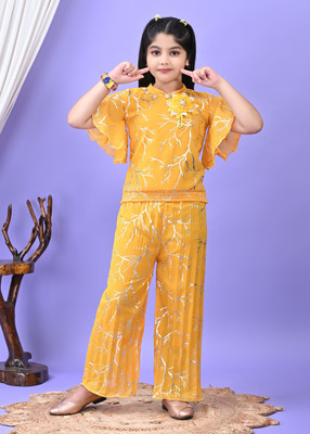 HouseOfCommon Girls Party(Festive) Top Pant(YELLOW)