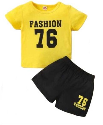 INDHRANI Baby Boys & Baby Girls Casual T-shirt Shorts(Yellow)