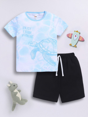 LITTLE NINJA Baby Boys Casual T-shirt Shorts(SKY WHITE 1)