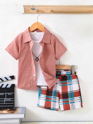Aanart Baby Boys & Baby Girls Casual Shirt Shorts(Orange)