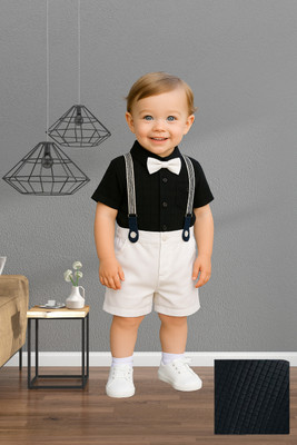 KRIYU CREATION Boys Party(Festive) Shirt Shorts(BLACK)