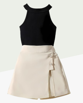 MENVVY TREND Baby Girls Party(Festive) Top Shorts(BLACK)