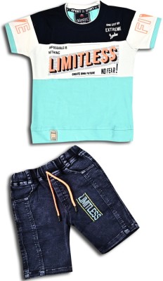 Jaganath Creations Boys Casual T-shirt Shorts(Light Blue)