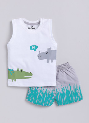 CUTOPIES Baby Boys & Baby Girls Casual T-shirt Shorts(WHITE)