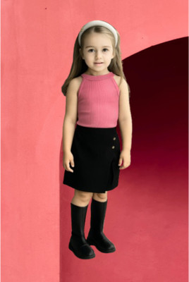 RIYASNHI Girls Casual Top Shorts(Pink, Black)