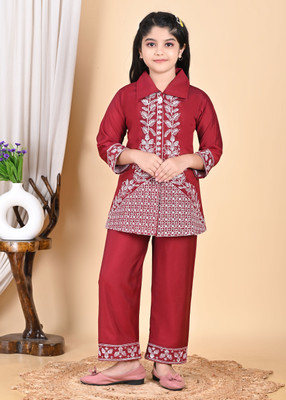 HouseOfCommon Girls Party(Festive) Top Pant(MAROON)