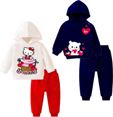 HOC Baby Boys & Baby Girls Casual Sweatshirt Pant(WHITE, NAVY BLUE)