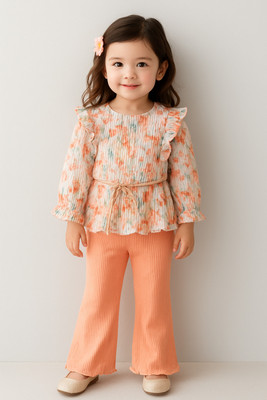 Shirazi Kids Girls Casual Top Pant(PEACH)