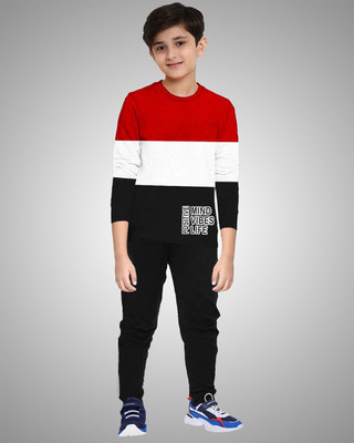 Azy Fabrics Boys & Girls Casual T-shirt Track Pants(Red)