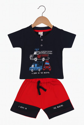 Tiny Cuddles Baby Boys Casual T-shirt Shorts(nevy blue)