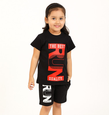MEGHA SHRISTY ENTERPRISES Boys & Girls Casual T-shirt Pant(Black)