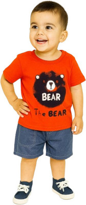 MINIMIGTHY Baby Boys Casual T-shirt Shorts(RED)