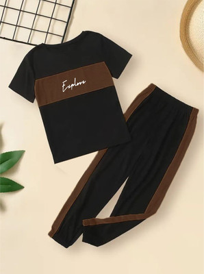 SOUTHTREE Boys Casual T-shirt Pant(Black)