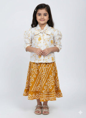 Girijesh Singh Girls Casual Top Skirt(Yellow)