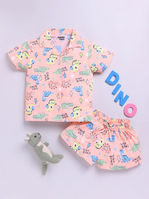 Happy Faces Baby Boys Casual Shirt Shorts(PEACH 2)