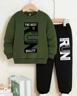 Aazeen fashion Baby Boys & Baby Girls Party(Festive) T-shirt Track Pants(GREEN)