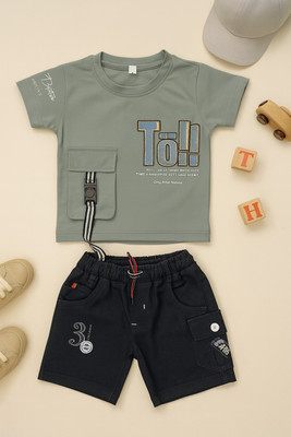 karnika Baby Boys Casual T-shirt Shorts(Grey)