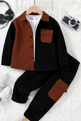 EMBLICA Boys Casual Shirt Pant(BROWN)