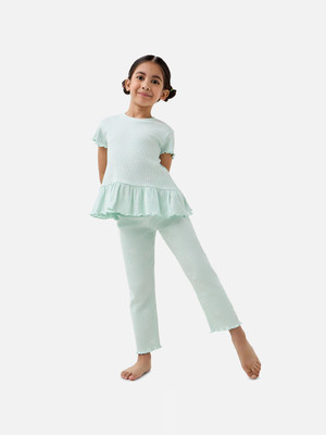 JUNIORS by Babyshop Girls Casual Top Pyjama(Green)