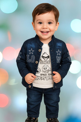 AnishkaStore Boys Festive & Party Shirt, Waistcoat and Pant Set(Blue Pack of 1)