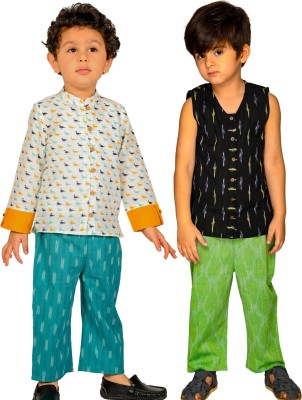 Tiny Bunnies Baby Boys Party(Festive) Shirt Pant(White:Blue & Black:Green)