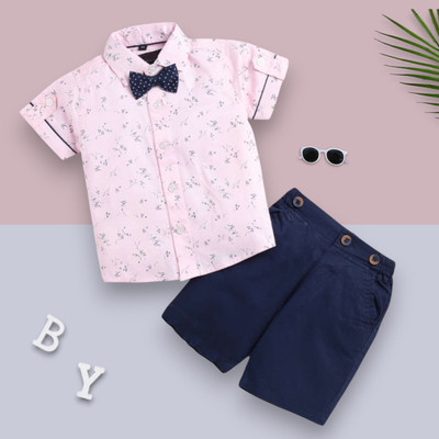 LittleRebel Baby Boys & Baby Girls Casual Shirt Shorts(1001_PINK)