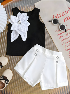 SM NOOR DRESSES Baby Girls Casual Top Shorts(Moonlit Noir)