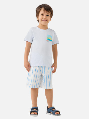 JUNIORS by Babyshop Boys Casual T-shirt Shorts(Blue_White)
