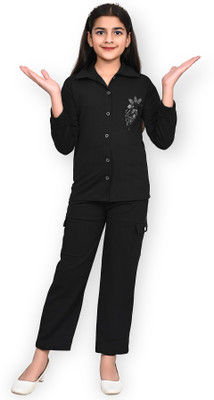VKB Girls Casual Top Pant(Black)
