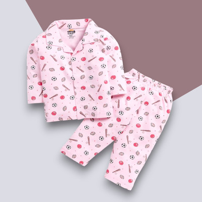 VRUKSHMANI Kids Nightwear Baby Boys & Baby Girls Printed Cotton Blend(Multicolor Pack of 1)
