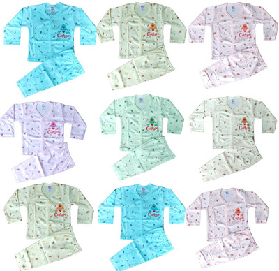 SANIKIDS Baby Boys & Baby Girls Casual Top Pant(LIGHT PINK, SKY BLUE, LIGHT YELLOW, CREAM, MINT GREEN, BABY PINK)
