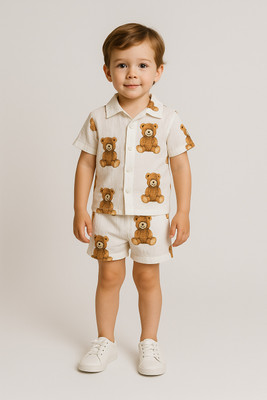 PLUSEBURRY Baby Boys Party(Festive) Shirt Shorts(White Premium)