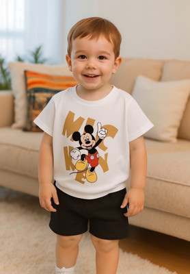 MUSNAHGARMENTS Baby Boys Jungle Book Casual T-shirt Shorts(White And Black)