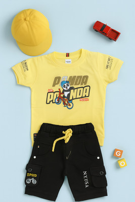 karnika Baby Boys Casual T-shirt Shorts(Yellow)