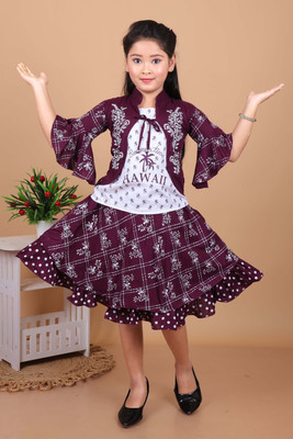 AhidFashion Girls Party(Festive) Top Skirt(purple)