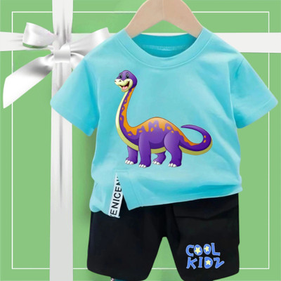 HouseOfCommon Baby Boys & Baby Girls Casual T-shirt Shorts(Sky Blue)